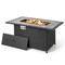 Black Outdoor Fire Pit Table 2-in-1 Coffee Table 50,000 BTU Marble Top Rattan